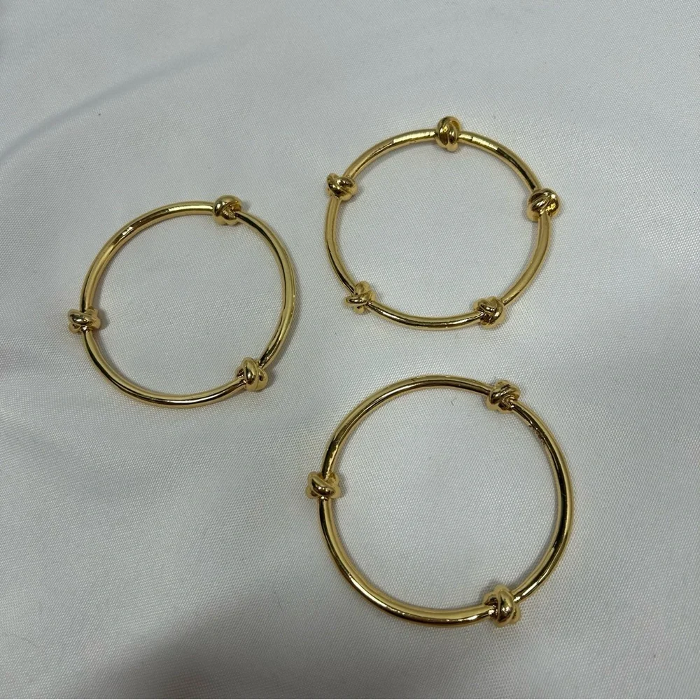 3 Gold Bangle Bracelets Knots Metal Women’s Jewelry